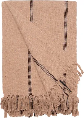 Produktbild von Decke Überwurf Streifen Groß 100% Baumwolle 130x180 cm Skandinavisch Beige/Schwarz