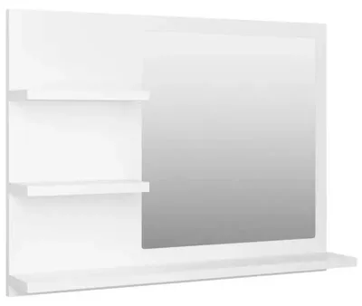 Produktbild von Badezimmerspiegel - Wandspiegel mit Ablage - Beschlagfrei - Rechteckig - Aluminiumrahmen ca. 20 cm - Modernes Design - Weiß