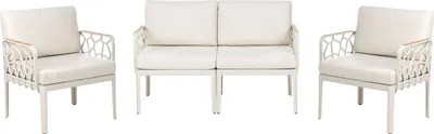 Zdjęcie produktu dla BELIANI Zestaw ogrodowy 4-osobowy jasnobeżowe poduszki syntetyczna rama sofa 2-osobowa fotele na taras nowoczesny styl