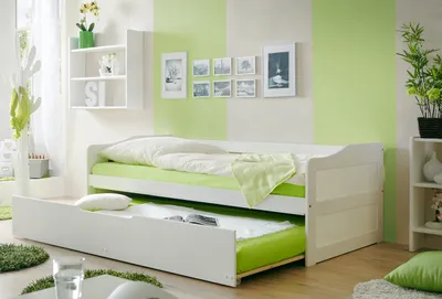 Produktbild von Ticaa Sofabett Marianne, Kiefer Weiß, Modern, Auszug für zweite Liegefläche, Liegefläche 90x200 cm, B96xH69xL205 cm, bis 125kg, Selbstaufbau
