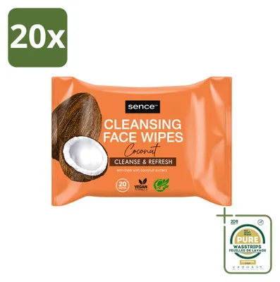 Produktbild von 20 x Sence Coconut Gesichtsreinigungstücher - Pflegend - 20 Tücher - Vorratspackung - 20 Stücke