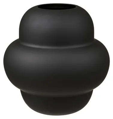 Obrázek produktu pro Černá ručně foukaná skleněná váza, průměr 21 × 20 cm
