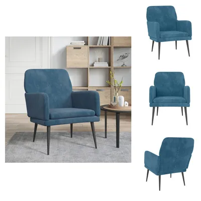 Immagine prodotto di vidaXL Poltrona Blu 62x79x79 cm Velluto - Poltrona