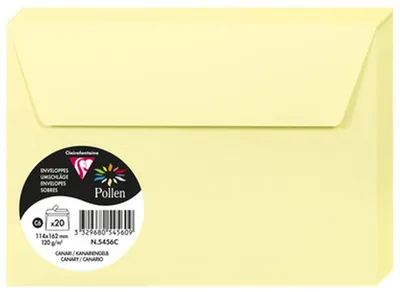Produktbild von Clairefontaine 5456C, C6 (114 x 162 mm), Gelb, C6 (114 x 162 mm), Papier, 120 g/m², 20 Stück(e)