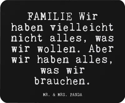Produktbild von Mr. & Mrs. Panda Mouse Pad FAMILIE Wir haben vielleicht... - Schwarz - Geschenk, mauspad laptop, Glizer Spruch Sprüche Weisheiten Zitate Lustig Weisheit Worte, mousematte