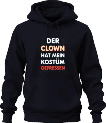 Produktbild von Clown hat mein Kostüm gefressen Karneval Fasching lustig Narr Uni Hoodie Kapuzenpullover, Navy, M