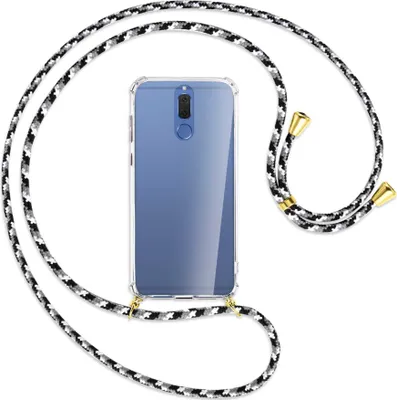 Produktbild von Handykette Backcover-Schutzhülle mit Band (Metall goldfarben) für Huawei Mate 10 Lite / G10 - schwarz/grau/weiß