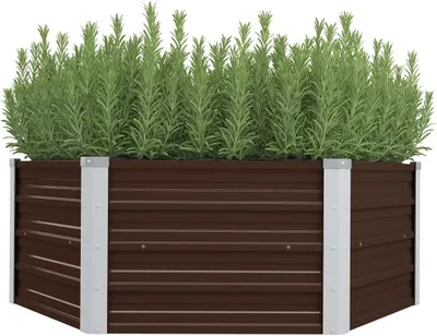 Productafbeelding van Kweektafel Staal - Plantenbak Tafel - Planten Verzorgen - Gevouwen Randen - 129x129x46 cm - Bruin