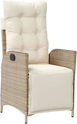 Produktbild von Gartensessel & Gartenstühle Beige PE-Rattan Terrassenstühle verstellbar Balkonstuhl für Garten, Terrasse, Balkon (57 x 61 x 93 cm)