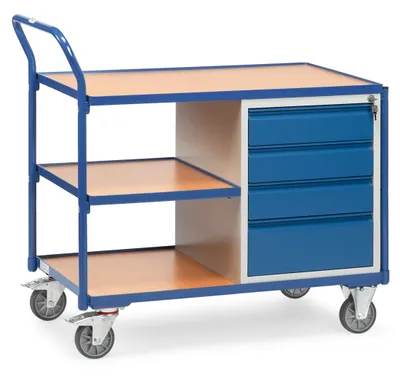 Produktbild von fetra 2634, Sperrholz, Stahl, Regalwagen, Blau, 300 kg, 4 Rad/Räder, 12,5 cm