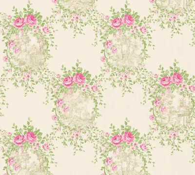 Produktbild von A.S. Création Vliestapete Château 5 Tapete creme grün rosa 10,05 m x 0,53 m 344992 34499-2