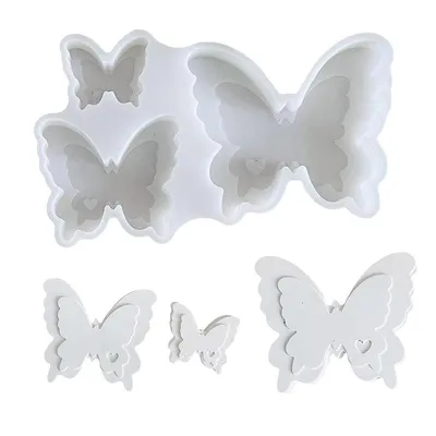 Produktbild von 3pcs Schmetterlings-Silikonformset,Silikonformen, Oster-Gießformen, Oster-Silikonformen, Feder-Silikon-Gießformen, Schmetterlings-Silikon-Gießformen