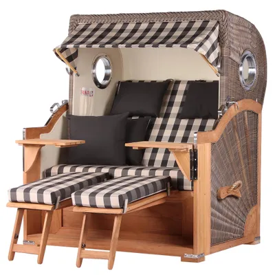 Produktbild von Strandkorb-Set - bene living - Königssee Teak - PE grau- Modell 505 - inkl. Liftersystem