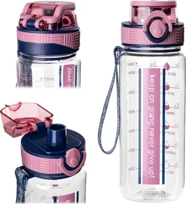 Produktbild von KADAX Trinkflasche 750ml, Rosa auslaufsichere Wasserflasche aus BPA-freiem Tritan, wiederverwendbare Sportflasche mit Klappdeckel, Tragegriff und Zeitmarkierung