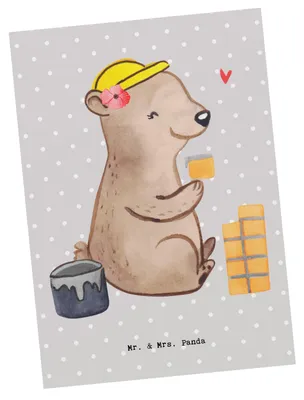 Produktbild von Mr. & Mrs. Panda Postkarte Maurerin Herz - Grau Pastell - Geschenk, Postkarten, Grußkarte, Handwerkerin, Ansichtskarte, Ansichtskarten, Fotokarte, Maurermeisterin