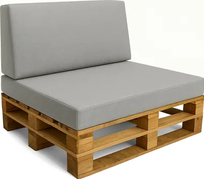 Produktbild von Palettenkissen Outdoor Europaletten Set: Sitzkissen 80x120 cm und Rückenkissen 40x120 cm mit Bezug - Schaumstoff Sitzpolster für Paletten und Palettensofa Hellgrau