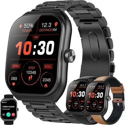 Produktbild von SGDDFIT Herren Smartwatch 2.01 Zoll AMOLED Display Telefonfunktion 130 Sportmodi 5ATM Wasserdicht Fitness Uhr Herzfrequenz Blutdruck Bluetooth Anrufe