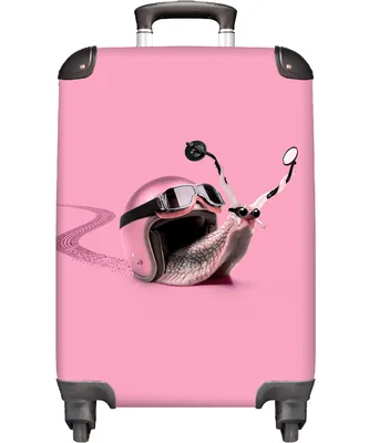 Obrázok produktu pre NoBoringSuitcases.com® Kufr Príručná batožina Vozík Kufr na kolieskach Malý cestovný kufor na 4 kolieskach - Slimák - Ružový - Dievčatá - Závodný - Kabína Veľkosť < 55x40x23 cm a 55x40x20 cm - Foto kufor - Kabína kufor - Palubná batožina - Detský kufor - Detský vozík.