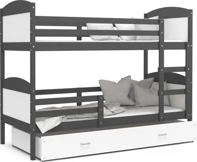 Produktbild von Etagenbett hochbett kinderzimmer kinderbetten jugendzimmer 160x80 grau weiss