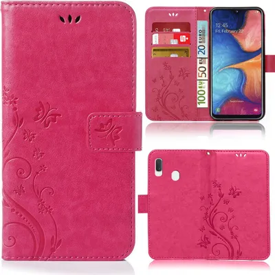 A collage of images showing a pink phone case with a floral pattern, a phone inside the case, and the case from different angles.