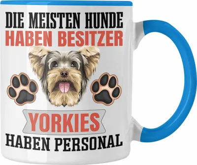 Produktbild von Trendation - Yorkie Besitzer Tasse Geschenk Lustiger Spruch Geschenkidee Besitzerin Yorkie Haben Personal (Blau)