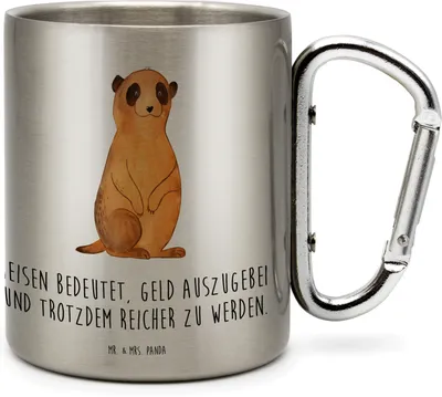 Produktbild von Mr. & Mrs. Panda Thermobecher Erdmännchen - Transparent - Geschenk, Traveling, Wildtiere, Reisen, Spruch, Campingbecher, Reisebecher, Teetasse, Weltreise, thermotasse