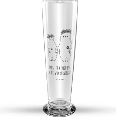 Produktbild von Mr. & Mrs. Panda Bierglas Bären mit Blumenkranz - Transparent - Geschenk, Familie, Muttertag, Bierbecher, Trinkglas, Bier Glas, Glasbierglas, Glasbecher, Töchter, Mama