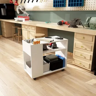 Produktbild von Moderne Bürokommode mit Rollen - Für Büro und Wohnzimmer - Weiß