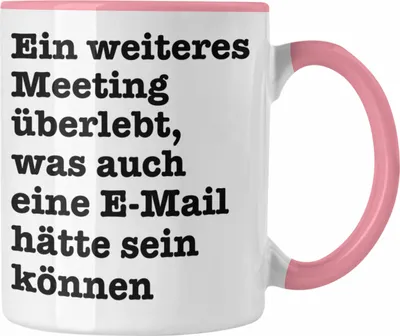 Produktbild von Trendation - Meeting Tasse Arbeit Kaffeetasse Büro Chef Arbeitskollege Kollegin Kaffeebecher Geschenk Lustige Tasse für Arbeit (Rosa)