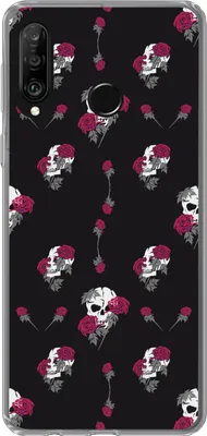 Produktbild von MuchoWow® Handyhülle Schutzhülle Hülle für Telefoonhoesje Huawei P30 Lite Mädchen - Totenkopf - Rosen - Muster - Mädchen - Kinder - Kinder - Mädchen Silikon Softcase Handy Hülle - Handyhülle