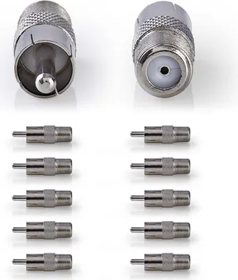 Produktbild von 10x F-Adapter Cinch-Adapter F-Buchse Cinch-Stecker Metall Sat Antennen Wandler
