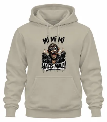 Immagine prodotto di Felpa con cappuccio unisex, con scritta "Halts Maul Mi Mi Mi Affe Rocker Mittelfinger Zigarre Lustig", taglia L, colore naturale