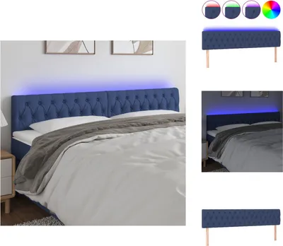 Produktbild von vidaXL LED Kopfteil Blau 180x7x78/88 cm Stoff -  Kopf- & Fußenden