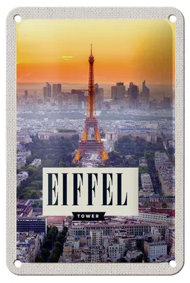 Produktbild von Blechschild Reise 12x18cm Eiffel Tower Sonnenuntergang Stadt Schild