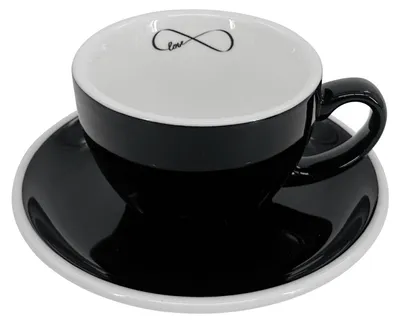 Image de Tasse à cappuccino avec soucoupe Roma - Love, 180 ml, noir