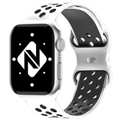 Obrázok produktu pre Náhradný silikónový remienok na inteligentné hodinky s ventilačnými otvormi, kompatibilný s hodinkami Apple Watch SE a sériami 8/7/6/5/4/3/2/1, veľkosť 38 mm, 40 mm, 41 mm. Vhodný pre dámske a pánske modely iWatch. Farba: biela, čierna