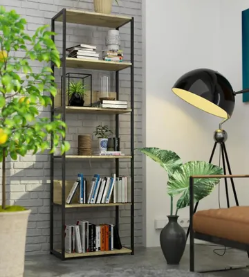 Immagine prodotto di Scaffale metallico 60 cm DERIVAL - nero / rovere artigianale