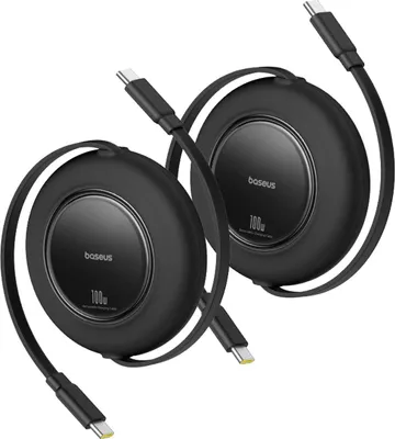 Zdjęcie produktu dla Kabel Zwijany Baseus Free2Pull 100W Usb-C - Usb-C 2M (2 Szt.) - Czarny