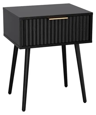 Image de Table de chevet avec 1 tiroir, table d'appoint pour chambre à coucher et salon, 48 x 38 x 60 cm, noire