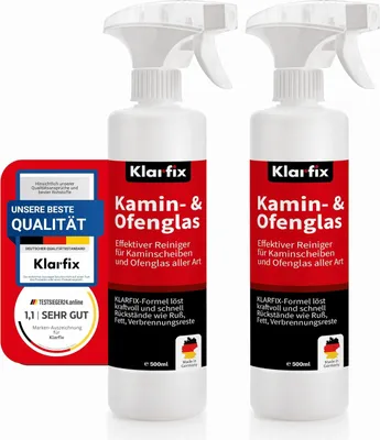Produktbild von Kamin- und Ofenglasreiniger | Entfernt Ruß, Fett, Verbrennungsreste, Teer, Schmutz und Staub | Ideal für Kamine und Öfen aller Art | Kraftvolle Reinigung und materialschonend (2x 500 ml)