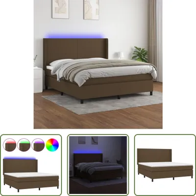 Produktbild von The Living Store Boxspringbett mit Matratze & LED Dunkelbraun 160x200 cm Stoff