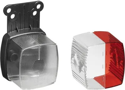 Produktbild von Vordere Positionsleuchte rot/weiß 66x62mm mit Reflektor auf Halterung im Blister