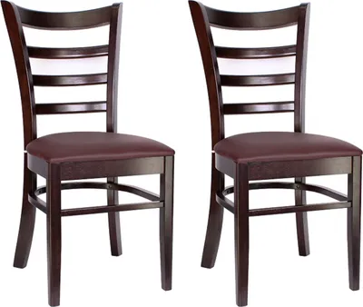 Produktbild von pemora 2-er Set Bistrostuhl Holzstuhl OXFORD; Sitzfarbe: Kunstleder schokobraun