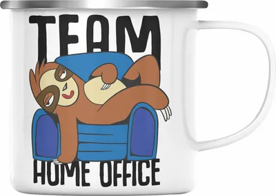 Produktbild von Trendation - Team Home Office Emaille Tasse Geschenk Gadget Geschenkidee Kollegin im Homeoffice (Silber)