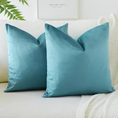 Zdjęcie produktu dla Zestaw 2 poszewek na poduszki z aksamitu, 50x50 cm, kolor: zielony