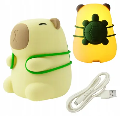 Produktbild von LED-Nachttischlampe, kabellos, wiederaufladbar, für Kinder, mit Kapibarasethema, RGB, 3000K