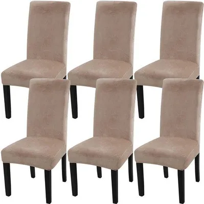 Image de Housses de chaise en velours élastique, lot de 6