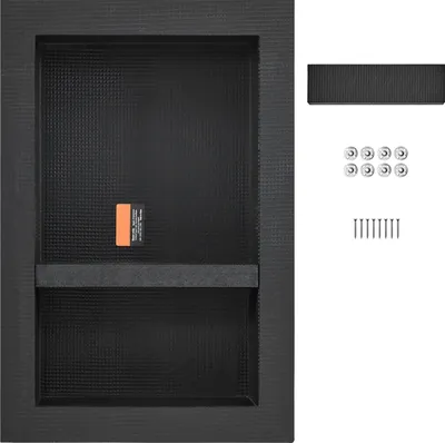 Obrázek produktu pro SucceBuy sprchová nika připravená na obklady, 40,64 x 60,96 cm, výsuvný organizér s dvojitou policí, moderní úložný prostor na mýdlo s utěsněnou ochranou pro koupelny, černý