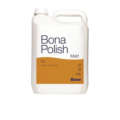 A white plastic jug of Bona Polish Matt floor polish.