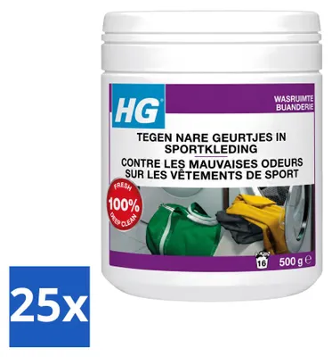 Produktbild von 25 x HG Wasmiddeltoevoeging tegen nare geurtjes in sportkleding 500 g - Vorteilspackung - 25 Stücke
